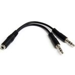 StarTech.com 3,5 mm Ses Jakı Y Kablo, Kulaklık Dağıtıcı, Adaptör, 1 x 3,5 mm 4 Konumlu Soket 2 x 3,5 mm 3 Konumlu Fiş, Siyah