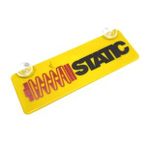 STATIC Kırmızı Siyah Yazılı Sarı Dekor Plaka Vantuzlu Cam Süsü 22x7.5cm