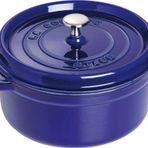 Staub 1102285 Cocotte / kızartma tenceresi, yuvarlak kapaklı 22 cm, 2.6 l, tencerenin içinde mat siyah emaye, dökümü demir, lacivert, 26 cm