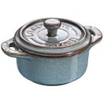 STAUB CERAMIQUE MİNİ DÖKÜM TENCERE ANTİK TURKUAZ 10 CM 200 ML YUVARLAK - 405120000
