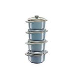 Staub Seramik 4'lü Mini Cocotte Fırın Kabı Seti - Mavi