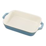 staub Vintage Renkli Tabak 40511-868 Dikdörtgen Tabak, Turkuaz 7,9 x 6,3 inç (20 x 16 cm), Seramik Au Graten Tabağı, Kiş, Isıya Dayanıklı, Fırında Güvenli ve Mikrodalga Güvenli