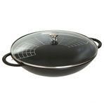 Staub Wok Cam Kapaklı 37 Cm Siyah Tencere
