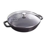 Staub Wok Siyah 30 cm Cam Kapaklı Tava