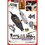 Staxx 4ın1 Alüminyum Çantalı 62 Parça 12V Mini Gravür Hobi Taşlama Oyma Seti + 300PARÇA 500W Dremel Seti - sarı