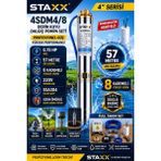 Staxx Power 8 Kademeli Derin Kuyu Kalem Dalgıç Pompa Seti 57 mt Dik Basma 220V Çelik Şaftlı Bahçe Tarla Sulama