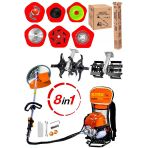 STAXX POWER 8IN1 Benzinli 20HPX Çim Çayır Ot Biçme Bahçe Bakımı Sırt Tipi Tırpan + 8'li Süper Set Çapa Başlığı