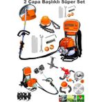 Staxx Power Benzinli 14HPX Çim Çayır Ot Biçme Bahçe Bakımı Sırt Tipi Tırpan + 2'li Süper Arazi Çapa Başlığı Seti
