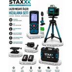 Staxx Power Lazer Mesafe Ölçer ve 360° Yeşil Lazer Terazi Seti 80 Metre Tripodlu Profesyonel Ölçüm Kiti