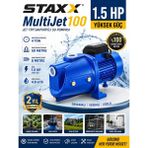 Staxx Power MULTIJET100 1100W 1.5hp Tam Güç Tam Bakır Sargılı Jet Pompa Bahçe Sulama Hidroforu
