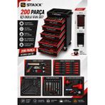 Staxx Power Premium Izeltaş Anahtarlı Içi Dolu 200 Parça Atölye Dolabı Takım Arabası 1/2 Bijon Sökme Tabancası - Altın