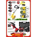 Staxx Power US2190 4x 40VF Akülü Dal Budama Kesme Testere + Akülü Teleskopik Ot Çayır Çim Biçme Budama Makinesi