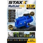 Staxx Yüksek Basınçlı Multi Jet 100 Metal Dişli Sistem Tam Bakır Sargılı 1.5 Hp Büyük Su Pompası 8Mt