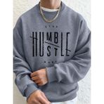 Stay Humble Hustle Hard Printing Erkekler Için Kapüşonlu Sweatshirt Sonbahar Polar Sıcak Swea - Gri - 2XL