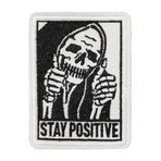 Stay Positive Patch 3 İnç, Komik Başparmak-up Kafatası İşlemeli Aplike, Ceketler Sırt Çantaları Şapkalar için İskelet Yamasında Dikmek Üzerine Demir, Motivasyonel Punk Rock Rozeti, DIY Özel Biker Goth