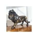 Steampunk Aslan Heykeli Dişli Mekanizma Figürlü Dekoratif Obje Ev Ofis Aksesuarı Ofis Hediyesi Lion Metalik Gri Bronz 25 x 15