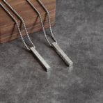 Steel Art Kuyumculuk Çelik Isimli Bar Kolye Kişiye Özel Isim Tarih Yazılır - Gümüş