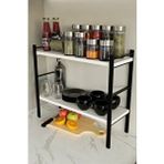 Steel Design Ayarlanabilir 2 Katlı Metal Mutfak Düzenleyici Raf – Baharatlık, Tabak, Bardak Ve Kavanoz Organizer – Tezgah Üstü Düzenleyici 60x20x51 Cm Beyaz