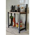 Steel Design Metal Ahşap 2 Katlı Mutfak Düzenleyici Raf – Baharatlık, Yağlık, Tabak Ve Kavanoz Organizer – Tezgah Üstü Düzenleyici 35x15x48 Cm Ceviz