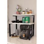 steel desing 2 Katlı Kahve Köşesi Rafı ,Metal Ayaklı Tezgah Üstü Mutfak Organizer Stand, Baharatlık ,Atlantik Çam