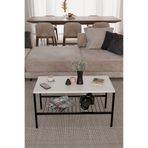 steel desing Metal Ayaklı Dikdörtgen Orta Sehpa 90x40 cm | Alt Raflı Modern Ofis ,Salon & Oturma Odası Sehpası