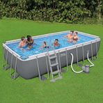 Steel Pro Max Prefabrik Aile Boy Havuzu 5,49 m x 2,74 m x 1,22 m Örtülü Merdivenli Dayanıklı Set