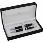 Steelpen 1711DT Çizgili Venüs Dolma Kalem + Tükenmez Kalem Seti Siyah