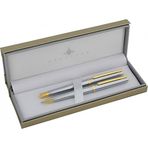 Steelpen 8131 Slim Krom Altın Dolma-Tükenmez Kalem Seti