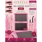 Steelva 280 Adet Kirpik Seti, Yapıştırıcı Sabitleyici Remover + Cımbız + Tarama Fırçası Profesyonel Kullanım 30D - 40D