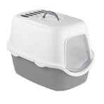 Stefanplast Cathy Beyaz Gri 56x40x40 cm Filtreli Kapalı Kedi Tuvaleti