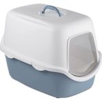 Stefanplast Cathy Beyaz Mavi 56x40x40 cm Kapalı Kedi Tuvaleti