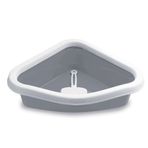 Stefanplast Sprint Corner Beyaz Gri 56x40x14 cm Köşeli Açık Kedi Tuvaleti