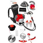 Steiner Alman 16 Hp Tam Profesyonel Sırt Tipi Benzinli Tırpan Ot Çalı Çim Biçme Makinesi Kırmızı + Canavar Başlık