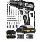 Steiner Alman 198 VF 10 Ah Darbeli Metal Dişli Şanzıman Çift Akülü 24 Parça Gri Şarjlı Vidalama Matkap