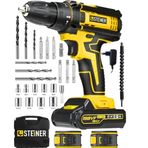 Steiner Alman 198 VF 10 Ah Darbeli Metal Dişli Şanzıman Çift Akülü 24 Parça Sarı Şarjlı Vidalama Matkap