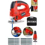 Steiner Alman 4000 Watt Lazerli Professional 6 Kademe Devirli Otomatik Dekupaj Testere Çantalı Kırmızı +10Uç