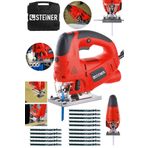 Steiner Alman 4000 Watt Lazerli Professional 6 Kademe Devirli Otomatik Dekupaj Testere Çantalı Kırmızı +15uç