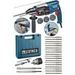 Steiner Alman 4000 Watt Profesyonel Kırıcı Delici Hilti Darbeli Matkap Gri + 20 Adet Uç + Mandren