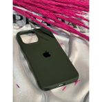 Stella Aksesuar iPhone 14 Pro Uyumlu Logolu Lansman Içi Kadife Silikon Telefon Kılıfı - Koyu Yeşil