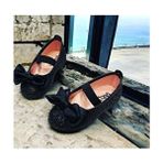 Stella Butik Kız Çocuk İçin Düz Tabanlı Camkırığı Babet Siyah Suni Deri Bağcıksız Tasarım
