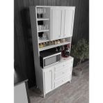 Stella Country Kahve Köşesi Beyaz-Meşe 90CM, Erzak Dolabı, Kiler Dolabı, Çok Amaçlı Mutfak Dolabı