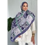 Stella Eşarp Patch Etnik Desenli Mor Renkli Soft Pamuk Şal