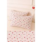 Stella Flavo Desenli Pamuklu Kalpli Desen Yastık Kılıfı 2 Adet 50 x 70 cm - Gümüş