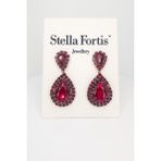 Stella Fortis Damla Form Kristal Taşlı Kadın Küpe | Özel Gün Serisi - Bordo