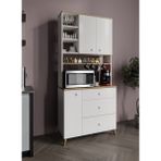 Stella Kahve Köşesi Dolabı Beyaz-Meşe 90CM, Erzak Dolabı, Kiler Dolabı - Aytaşı - Safir Meşe