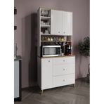 Stella Kahve Köşesi Dolabı Beyaz-Meşe 90Cm, Erzak Dolabı, Kiler Dolabı