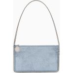 Stella Mccartney Falabella Shaggy Deer, Açık Mavi Vegan Deri Zincir Detaylı Lüks Pochette Omuz Çantası