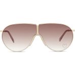 Stella Mccartney Kadın Güneş Gözlüğü - Pilot Altın Metal Çerçeve Kahverengi Degrade Cam UV400 SC40064I - Çok Renkli