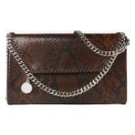 Stella Mccartney Mini Falabella Yılan Desenli Vegan Deri Lüks, Omuz ve Crossbody Çanta - Kahverengi