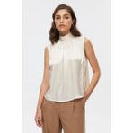 Stella Pulvis Drape Yaka Saten Dokuma Kolsuz Bluz - 36 - Krem